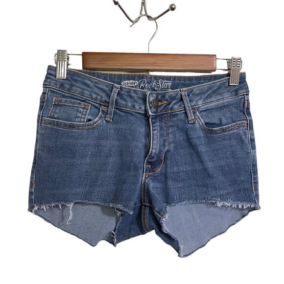 Old Navy Womens Dark Wash Rockstar Cut Off Denim Jean Shorts Size 2 - Picture 1 of 5
